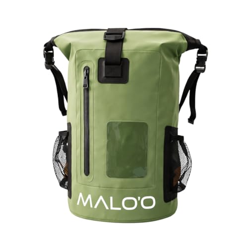 Malo’o 30L Waterproof Dry Bag Backpack – Roll Top Heavy Duty 500D PVC Dry Pack with Padded Straps, IPX6 Waterproof, Keeps Gear Dry for Kayaking, Fishing, Beach, Camping & Travel