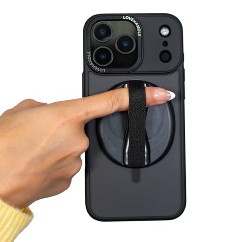 Image of LOVEHANDLE Universal Phone Grip for MagSafe with Metal Ring- Black