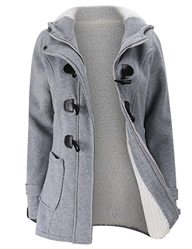 Moschifia Women's Wool Blend Pea Coat Single Breasted Thicken Warm Military Peacoat Jacket Grey
