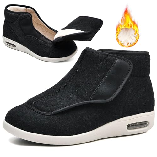 Diabetic Shoes for Men's, Women's Adjustable Easy-On Non Slip Winter Slippers, Unisex Arthritis Edema Swollen House Boots Indoor Outdoor