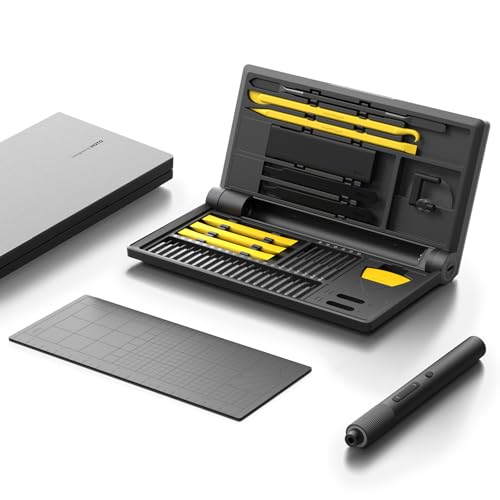 HOTO Precision Screwdriver Set, 110° Upright Workpad, Mini Electric Screwdriver with Charging Dock, 0.05/0.2 N·m Torque, LED Light, 26 Bits and 10 Repair Tools for Electronics, Phones, Laptops