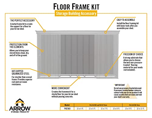 Image of Arrow Sheds Floor Frame Kit for Arrow Classic and Select Storage Sheds, Large Sheds