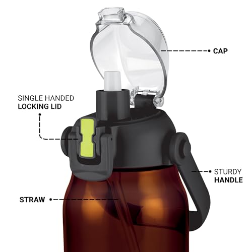 Image of MILTON Juwel 1000 Premium Crystal Clear Unbreakable Material Sipper Water Bottle | BPA Free | One-Touch Open |Leak-Proof | Sturdy Handle Cum Mobile Holder | Ideal for Office, School, Gym, 975ml, Black