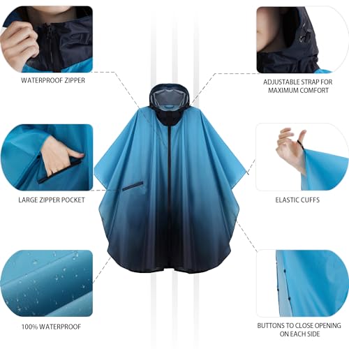 Image of salamra Rain Poncho Jacket - Hooded Waterproof Raincoat with Pocket for Women Men Adults