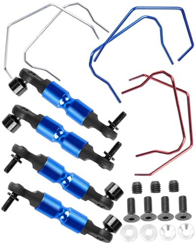 hopsupRC RC Aluminum Front & Rear Wide Sway Bar Kit Upgrades Part for 1/10 Slash Stampede Rustler Rally 4X4 RC Car,Alloy Sway Bar Kit Front & Rear Anti-Roll Bar Wide Sway Bar Hops Up