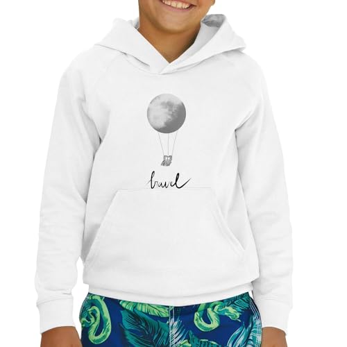 Sweat à capuche enfant lune et montgolfière premium en coton doux