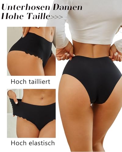 Sth Big Unterhosen Damen Nahtlose Hohe Taille Seamless Slips Damen High Waist Unterwäsche Frauen Bequem Hipsters Pantys Ohne Abzeichnen Taillenslip Nahtlos Underwear Women Slips Mehrpack 6