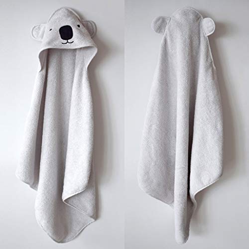Image of Masilo 100% Cotton Hooded Towel /Ideal for Babies 0-18months / Luxurious and Super Absorbent Baby Towel /Infant to Toddler Wrap Towel with Hood /Soft, Lightweight and Breathable /Koala /Grey