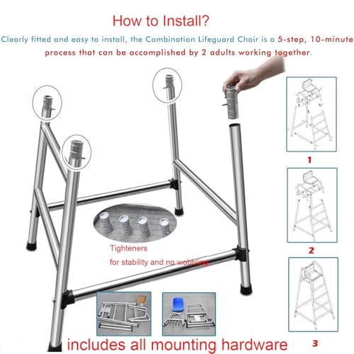 Silla de Salvavidas para Piscina Acero Inoxidable 180 cm miniatura 7