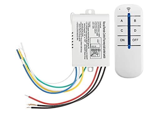 Image of HDC 4 Way Wireless Remote Control Switch 220V-240V | RF Digital Wall Switch for Lights Fan | 4 Channel ON OFF Smart Switch Module with Remote for Home Automation Ceiling Light Control
