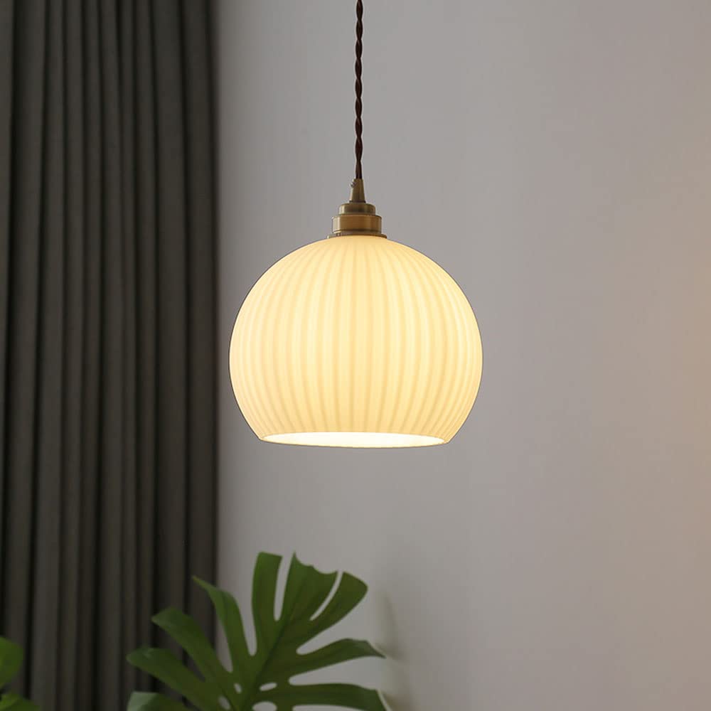 Lámpara Colgante de Techo de Cristal Transparente/Mate con Forma de semicírculo, portalámparas de latón Inoxidable E27, Cable Ajustable, lámpara de Techo, lámpara de araña de un Solo Cabezal para