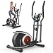 Crosstrainer für Zuhause, 16 Widerstandsstufen Ellipsentrainer mit Bluetooth APP-Connect und LCD-Display, Pulsmessung, Heimfitness Elliptical Stepper (Schwarz, Bluetooth Monitor)