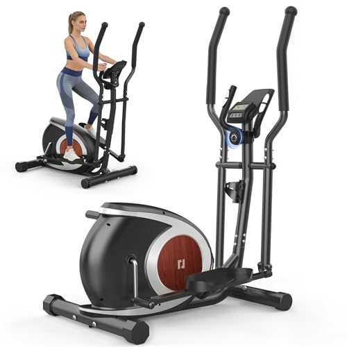 Crosstrainer für Zuhause, 16 Widerstandsstufen Ellipsentrainer mit Bluetooth APP-Connect und LCD-Display, Pulsmessung, Heimfitness Elliptical Stepper (Schwarz, Bluetooth Monitor)