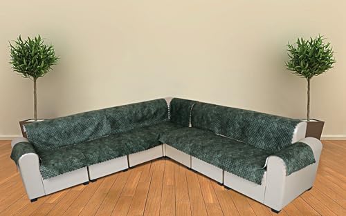 Image of AKB EXPORTS l Shape Sofa Cover 7 Seater | Velvet Quilted Anti-Slip Sofa Cover Protector Covers | Sofa Cover for Living Room | Sofa Slipcovers | 4+3 (L-Shape) Quilted Luxe (Chocolate Brown)