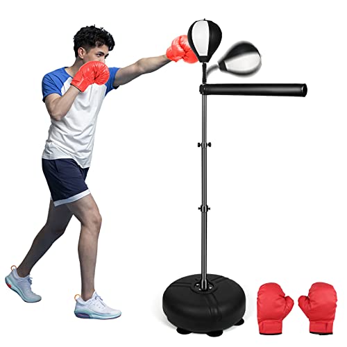 Black And White Teen 6-16 Boxing Refle Bag Boxing Speed Trainer Punching Bag Spinning Bar, Training Boxing Ball With Reflex Bar Free Standing #TOP22