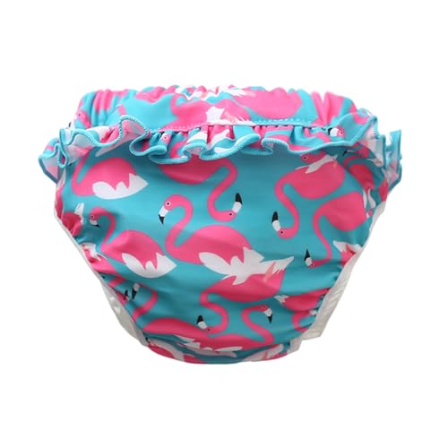 WHYCNJL 1 Pieza Pañales de Natación Nuevo Adorable Pañal de Natación Reutilizable para Bebés Pañal de Natación para Niñas con Volantes para Niños Pequeños, 1-2 años (Flamingos, 26-32lb/1-2 años)