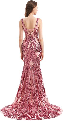 Sequined Mermaid V Neck Prom Evening Bridesmaid Shower Party Dress Pageant Celebrity Gown Custom Made4