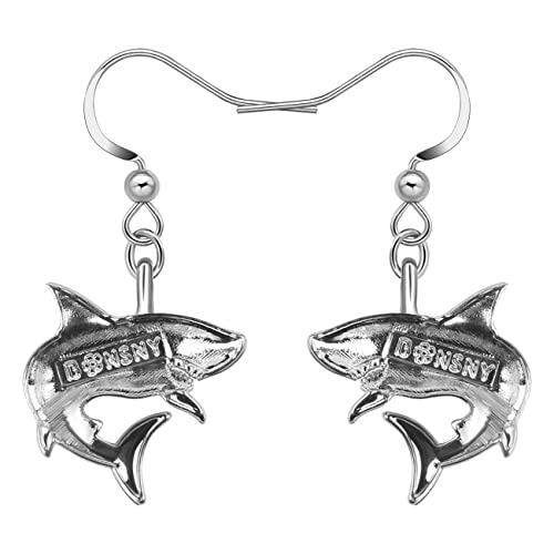 Yayako Enamel Shark Earrings Dangle Zinc Alloy Whale Jellyfish Dolphin Octopus Earrings For Women Girls Ocean Animals Summer Gifts (Shark Earrings Purple) #TOP4