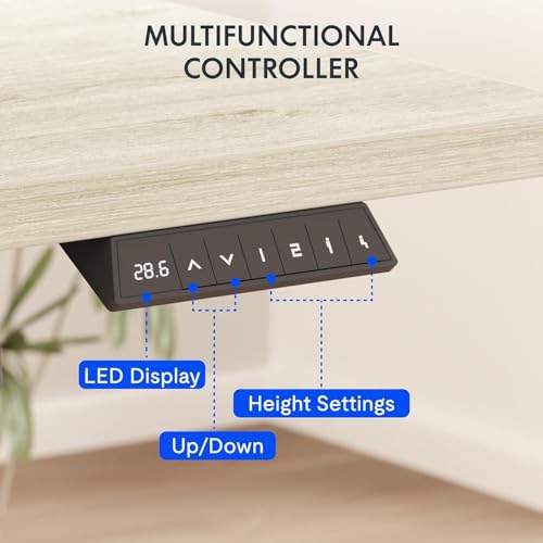 Image of FLEXISPOT EN2 Whole-Piece Standing Desk with Clamp Power Strip, 60 x 24 Electric Stand Up Height Adjustable Desk with Cable Management (White Frame + 55 inch White Wood Grain Desktop, 2 Packages)