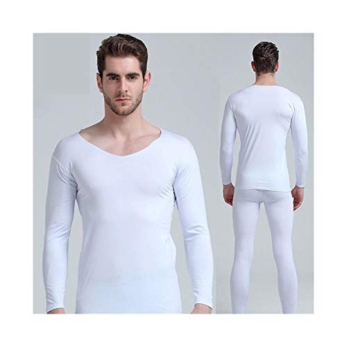 Thermounterwäsche Winter Thermo-Unterwäsche Long Men Male Thermo-Unterwäsche Männer Set Thermo-Unterwäsche-Winter-warme Lange Warme Schlaf 4XL (Color : White, Size : 3XL-Large) Cover