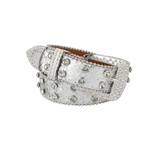 Eigso Rhinestone Leather Gothic Belt for Women Men Cowgirl CowBoy Western Waist Harness Studded Belt for Jeans Pants