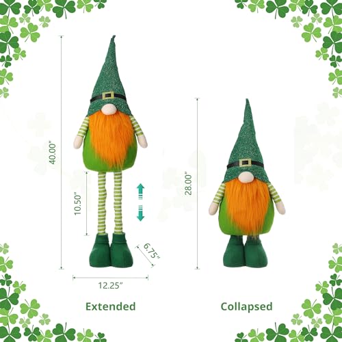 Nain de la Saint-Patrick haut de gamme peluche extensible 101,6 cm Glitzhome