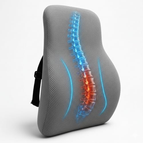 Image of Memory Foam Car Seat Back Support, Orthopedic Lumbar Back Rest for Back Pain Relief, Back Support Pillow for Office ChairCarBack Support Pillow,-Seat Cushion (Back Grey, SEAT CUSION)