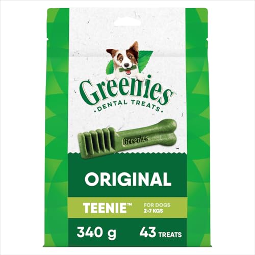 Greenies Veterinarian-Recommended Adult Natural Dental Dog Treats Teenie Size, Dog Dental Chews, Original Flavor, 12 oz. Pack, 43 Count