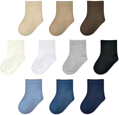 Baby Socks 0-3 months Infant White Crew Socks Baby Girls Newborn Dress Sock Boys Baptism Christening 10 Pack(Neutral Set, XS)