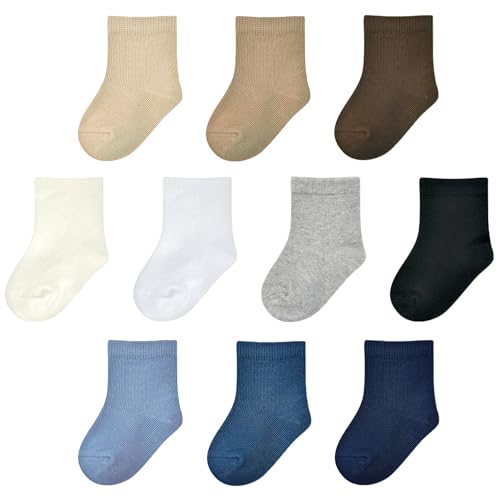 Baby Socks 0-3 months Infant White Crew Socks Baby Girls Newborn Dress Sock Boys Baptism Christening 10 Pack(Neutral Set, XS)