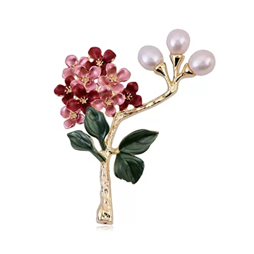 Broche de hortensia rosa y perlas para looks de invitada perfecta en bodas