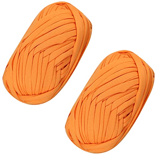 SIMEIQI 2 PCS T-Shirt Yarn, Elastic Crochet Yarn for DIY Bags, Orange