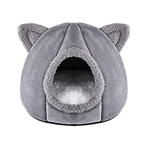Gukasxi Cat Cave Bed Fluffy Tent Cave House for Cats Kitten Dog, Warm and Comfortable Cushion Cat Sleeping Cave House Semi-enclosed Cat Cave Nest for Small Cat Dog Puppy Kitten Pup Fleece 32x32x32cm