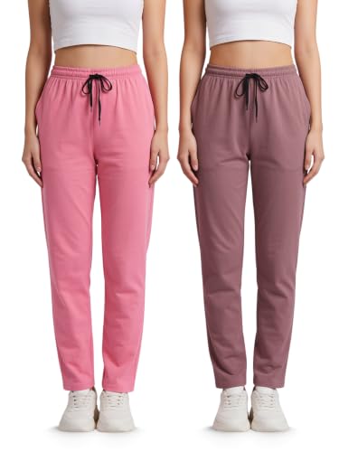 Image of Fflirtygo Cotton Solid Track Pant /Lounge Wear /Pocket Payjama �100% Export Quality Soft Cotton Night Wear /Pocket Pyjama for Women Combo Pack, Black & Blue Pyjama