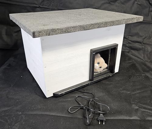 Katzenhaus mit Heizung weiß Katzenhütte Wurfkiste wetterfest isoliert beheizt