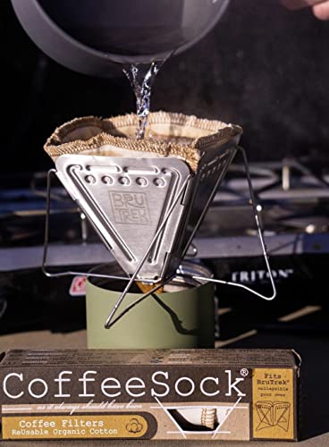 Coffeesock 'The Original' Reusable Organic Cotton Coffee Filters - Made To Fit Brutrek® (2 Filters) - Made In The Usa - Ultra-Durable 1 Year Filter Set - Eco-Friendly Compostable Cloth #TOP1