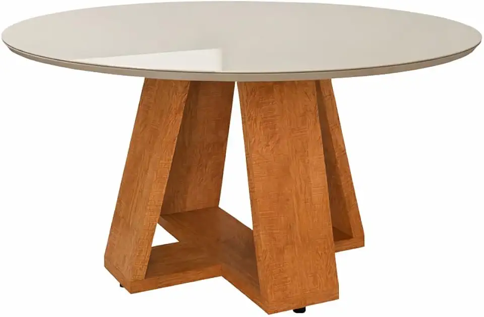 Mesa de Jantar Redonda 6 Lugares em MDF Amadeirado Design Moderno e Elegante para Sala de Jantar (Offwhite)