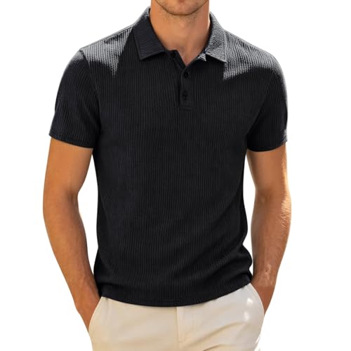 Polo homme respirant et confortable en maille légère couleur unie noire