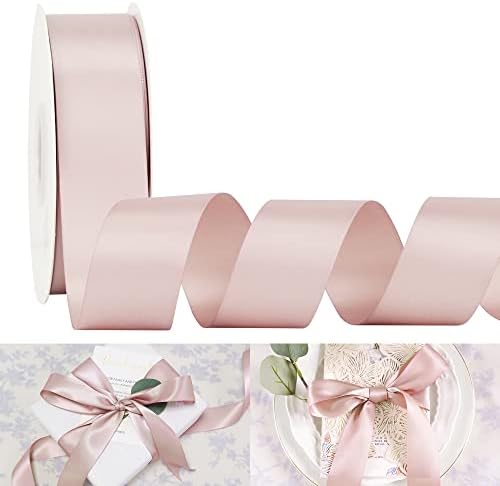 HUIHUANG Dusty Rose Ribbon 1.5 inch Double Face Satin Ribbon Silk Like Ribbon 50 Yards Roll for Gift Wrapping Bows Making Floral Bouquet Wedding Invitations Decor Party Favor Craft Supplies