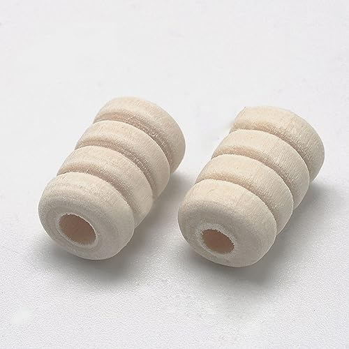 Beadthoven 100Pcs Wooden Beads Unfinished Natural Wood Bead Macrame Beads Large Hole Column Loose Beads Spacers for Bracelet Earring Jewelry Making