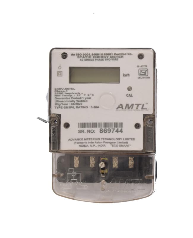 AMTL AC Static Energy Meter 5.30 A Single Phase Two Wire Digital Multi-function Electrical Energy Meter with electronic LCD Display (3200 imp/kWh) (B0CDQJQGD5) Amazon Price History, Amazon Price Tracker