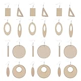 BESTonZON Juego de Pendientes de Madera sin 80 Piezas Ganchos y Aros para Bricolaje, Pendientes Colgantes Gota de Madera sin Terminar para Manualidades y Joyería DIY Mujer