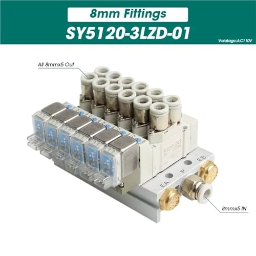 Electrovanne pneumatique SY5120 sur embase à 5 stations de 8mm - 3