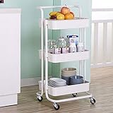 Carrito de cocina de 3 niveles, carrito de baño y cocina, almacenamiento con ruedas, libros, carrito de maquillaje, organizador