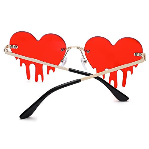 Pro Acme Melting Heart Sunglasses for Women Men Dripping Heart Party Prom Trendy Rimless Eyewear Sets4