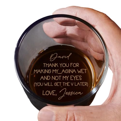 Kriadele Thank For Making My Wet Personalized Whiskey Glass, Naughty Fun Gift for Couple Him, Her, Husband, Wife, Boyfriend, Girlfriend On Birthday Anniversary Valentine's Day