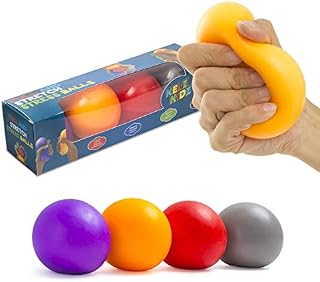 KELZ KIDZ Durable Pull and Stretch Stress Squeeze Ball - Great and Fun Party Favor Fidget Toy - Excellent Sensory Relief for Tension and Anxiety (4 Pack, Large)
