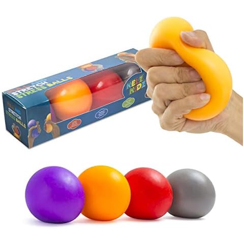 KELZ KIDZ Durable Pull and Stretch Stress Squeeze Ball - Great and Fun Party Favor Fidget Toy - Excellent Sensory Relief for Tension and Anxiety (4 Pack, Large) Cover