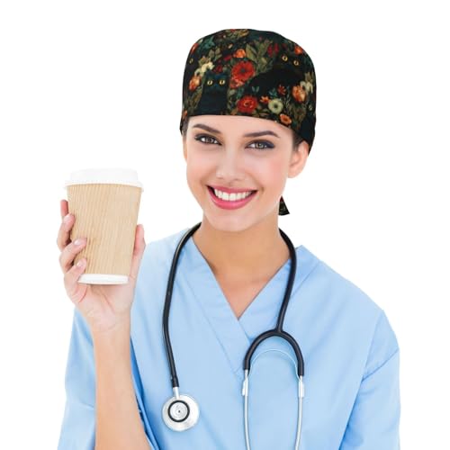 Image of Adjustable Scrub Cap with Sweatband, Breathable Working Hat for Men /Women