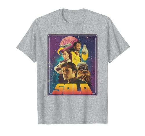 Star Wars Han Solo Movie Four Heroes Poster T-Shirt, Men, Heather Grey, X-Large